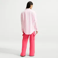 Nike Sportswear Chill Poplin женская оверсайз Woven Long-Sleeve Striped Top Pink