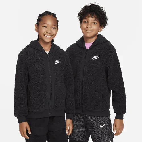 Nike Sportswear Club Fleece Big детские Full-Zip Winterized Толстовка с капюшоном цвет черный