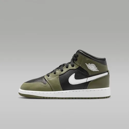 Nike Air Jordan 1 Mid Big детские Кроссовки цвет черный