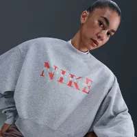 Nike Sportswear Phoenix Fleece женская оверсайз Crew-Neck свитшот цвет серый