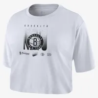 Brooklyn Nets Courtside женская Nike NBA Cropped футболка цвет белый