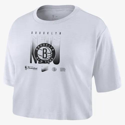 Brooklyn Nets Courtside женская Nike NBA Cropped футболка цвет белый