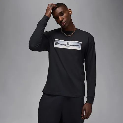 Nike Jordan мужские Long-Sleeve Crew-Neck футболка цвет черный