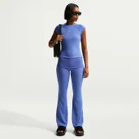 Nike Sportswear Chill Knit женская Tight Short-Sleeve Ribbed Top синий