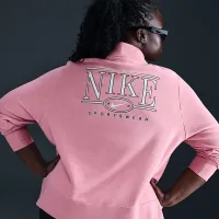 Nike Sportswear Club Fleece женская Mock-Neck 1/2-Zip Graphic Top (большие размеры) Pink