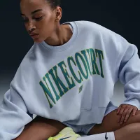 NikeCourt Phoenix Fleece жіноча Over-оверсайз Crew-Neck Tennis світшот колір сірий