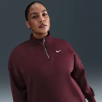 Nike Sportswear Phoenix Fleece женская Over-оверсайз 1/4-Zip (большие размеры) цвет красный