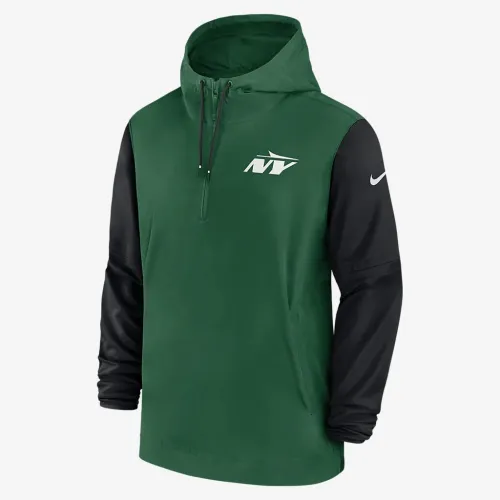 New York Jets Sideline Pre-Game Player мужские Nike NFL 1/2-Zip Hooded Куртка цвет зеленый