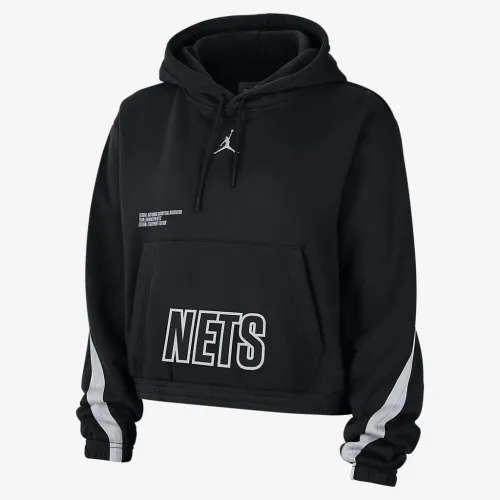 Nike Brooklyn Nets Courtside Statement Edition жіноча Jordan NBA Fleece Pullover Толстовка з капюшоном колір чорний