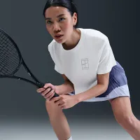 Nike Slam женская Dri-FIT Short-Sleeve Cropped Tennis футболка цвет белый