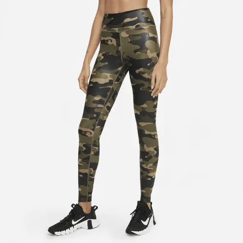 Nike One женская Mid-Rise Camo лосины цвет зеленый