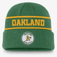 Oakland Athletics Rewind Terra мужские Nike MLB Cuffed Beanie цвет зеленый