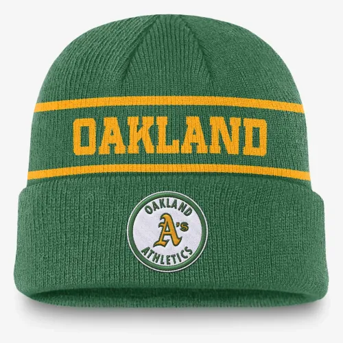 Oakland Athletics Rewind Terra мужские Nike MLB Cuffed Beanie цвет зеленый
