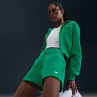 Nike Sportswear Phoenix Fleece жіноча З високою талією Loose шорти колір зелений
