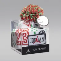 Nike Jordan Cuffed Pom Beanie Little Kids Hat White