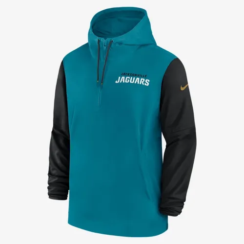 Jacksonville Jaguars Sideline Pre-Game Player чоловічі Nike NFL 1/2-Zip Hooded Куртка колір зелений