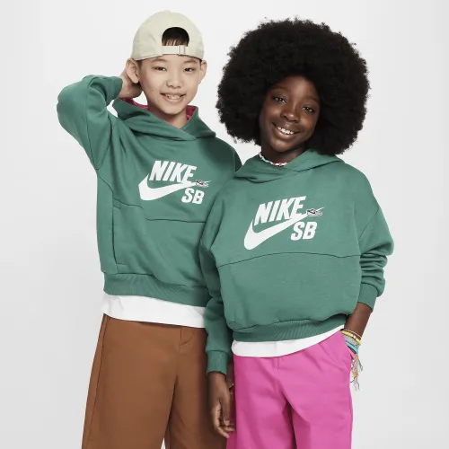 Nike SB Icon Fleece EasyOn Big дитячі оверсайз Pullover Толстовка з капюшоном колір зелений