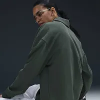Nike Sportswear Essential женская оверсайз Long-Sleeve Polo цвет зеленый