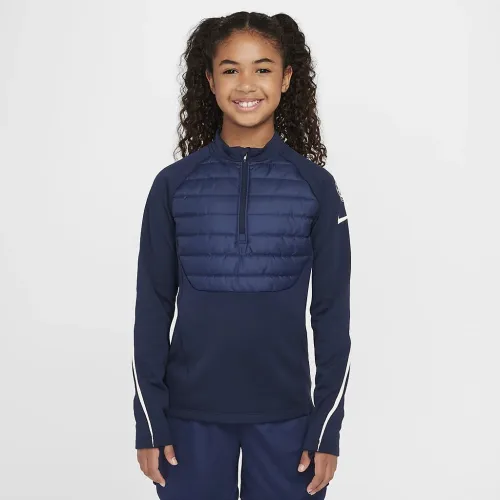 Chelsea FC Academy Winter Warrior Big детские Nike Therma-FIT Soccer Drill Top синий