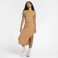 Nike Sportswear Chill Rib женская Slim Midi юбка цвет коричневый