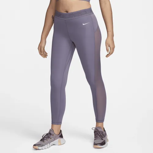 Nike Pro женская Mid-Rise 7/8 Mesh-Paneled лосины цвет фиолетовый