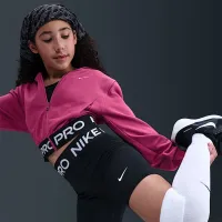 Nike Pro Fleece Big дитячі (Girls') Dri-FIT Full-Zip Толстовка з капюшоном колір фіолетовий