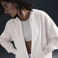 Nike Sportswear Phoenix Plush женская оверсайз Cozy Fleece Full-Zip Толстовка с капюшоном цвет коричневый