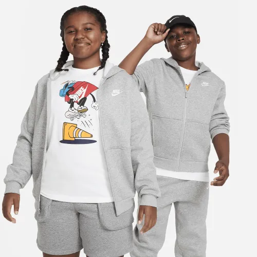 Nike Sportswear Club Fleece Big детские Full-Zip Толстовка с капюшоном (Extended Size) цвет серый