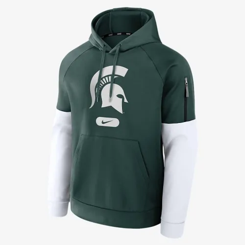 Michigan State Spartans Fitness Men’s Nike Therma College Pullover Толстовка з капюшоном колір зелений