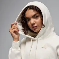 Nike Jordan Flight Fleece жіноча Satin-Lined Pullover Толстовка з капюшоном колір білий