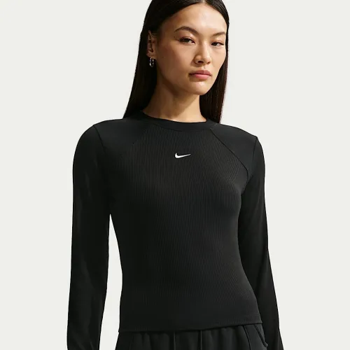 Nike Sportswear Chill Knit женская Tight Long-Sleeve Ribbed Top цвет черный