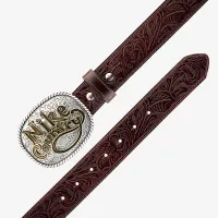 Nike Country мужские Plaque Buckle Embossed Leather Belt цвет коричневый