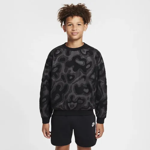 Nike Sportswear Big дитячі оверсайз Fleece Crew-Neck світшот колір чорний