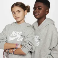 Nike SB Icon Fleece EasyOn Big детские оверсайз Pullover Толстовка с капюшоном цвет серый
