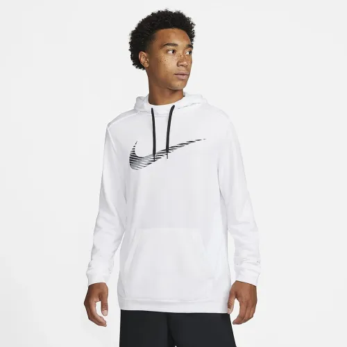 Nike Dri-FIT мужские Pullover тренировочные Толстовка с капюшоном цвет белый