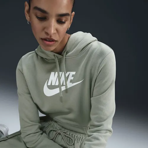 Nike Sportswear Club Fleece женская Logo Pullover Толстовка с капюшоном цвет зеленый