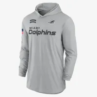 Miami Dolphins Salute to Service Edge Mascot Lockup Men’s Nike Dri-FIT NFL Long-Sleeve Hooded Top колір сірий