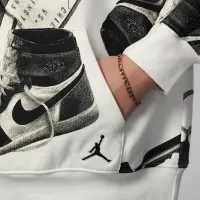 Nike Jordan Brooklyn Fleece Big дитячі Printed Pullover Толстовка з капюшоном колір білий