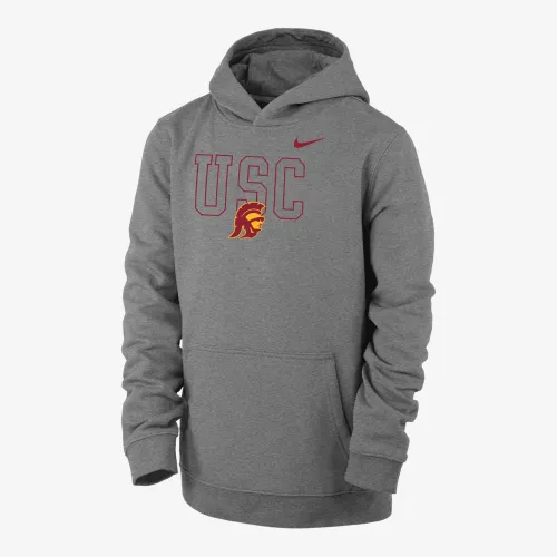 USC Club Fleece Big дитячі (для хлопчиків) Nike College Толстовка з капюшоном колір сірий