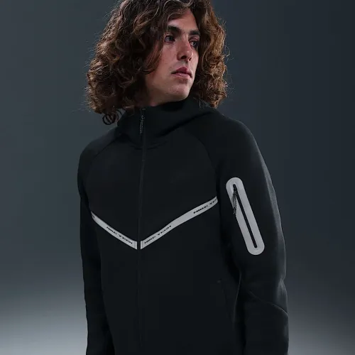 Nike Tech мужские Full-Zip Fleece Windrunner Куртка with Reflective Accents цвет черный