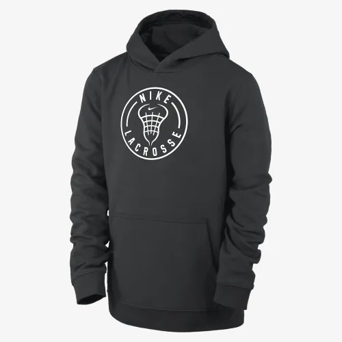 Nike Big детские (для мальчиков) Lacrosse Pullover Толстовка с капюшоном цвет черный