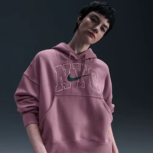 Nike Sportswear Phoenix Fleece женская Over-оверсайз Толстовка с капюшоном цвет фиолетовый