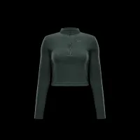 Nike Sportswear Phoenix Plush женская Slim Long-Sleeve Cozy Fleece 1/2-Zip Top цвет зеленый