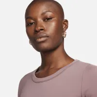 Nike One Fitted женская Dri-FIT Short-Sleeve Cropped Top цвет фиолетовый