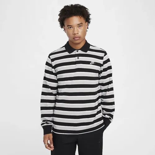 Nike Club чоловічі Long-Sleeve Striped Polo колір чорний