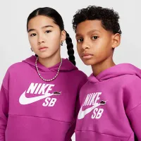 Nike SB Icon Fleece EasyOn Big дитячі оверсайз Pullover Толстовка з капюшоном колір фіолетовий