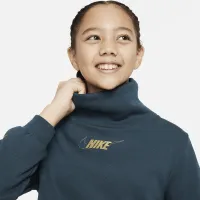 Nike Sportswear Club Fleece Big детские (Girls') Long-Sleeve Funnel-Neck Top цвет зеленый