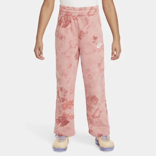 Nike Sportswear Club Fleece Big детские (Girls') French Terry Wide-Leg Pants Pink