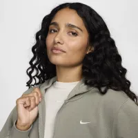 Nike Sportswear Chill Terry женская Loose Full-Zip French Terry Толстовка с капюшоном цвет зеленый