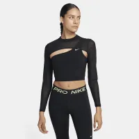 Nike Pro жіноча Long-Sleeve Cropped Top колір чорний